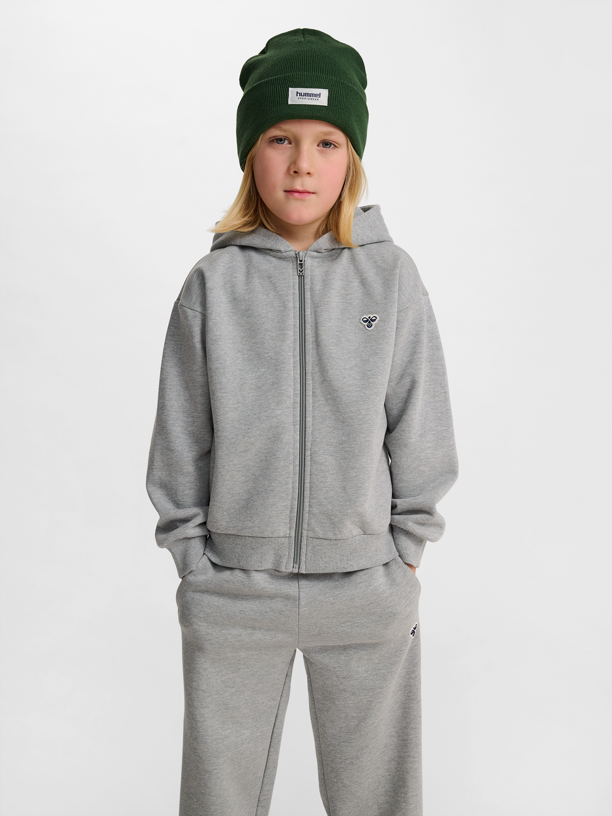 hmlJR LOOSE ZIP HOODIE BEE